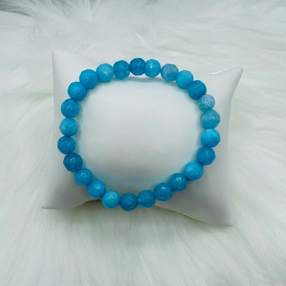 Aqua Natural Stone Beaded Bracelet - Picture 2 of 5